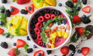 Protein curd fruit bowl for breakfast